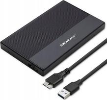 Išorinio kietojo disko dėklas Aliumininis korpusas skirtas diskams SSD HDD 25" sata USB 3.0 itin greitas 5Gb/s 2 TB juodas Qoltec