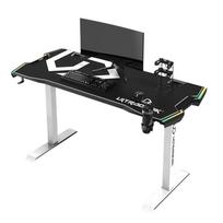 Žaidimų stalas Ultradesk Force Gaming Desk 166 x 70 cm , LED RGB Prismatic, Baltas su juodu kilimėliu