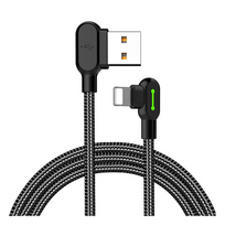 Mcdodo CA-4674 LED kampinis USB žaibo kabelis, 0.5 m (juodas)