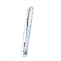 Dvigubas falo imitatorius Flawless Clear, 30 cm, skaidrus