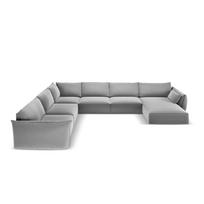 Šviesiai pilkos spalvos iš velveto kampinė sofa (su kairiuoju kampu/„U“ formos) Vanda – Mazzini Sofas