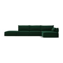Tamsiai žalios spalvos iš velveto kampinė sofa (su dešiniuoju kampu/su gultu) Vanda – Mazzini Sofas