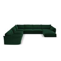 Tamsiai žalios spalvos iš velveto kampinė sofa (su kairiuoju kampu/„U“ formos) Vanda – Mazzini Sofas