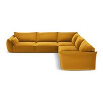 Garstyčių spalvos iš velveto kampinė sofa Vanda – Mazzini Sofas