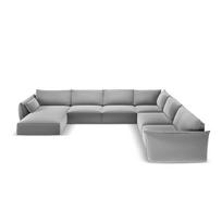Šviesiai pilkos spalvos iš velveto kampinė sofa (su dešiniuoju kampu/„U“ formos) Vanda – Mazzini Sofas