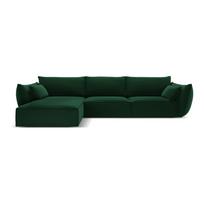 Tamsiai žalios spalvos iš velveto kampinė sofa (su kairiuoju kampu/su gultu) Vanda – Mazzini Sofas