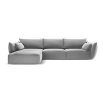 Šviesiai pilkos spalvos iš velveto kampinė sofa (su kairiuoju kampu/su gultu) Vanda – Mazzini Sofas
