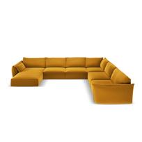 Garstyčių spalvos iš velveto kampinė sofa (su dešiniuoju kampu/„U“ formos) Vanda – Mazzini Sofas