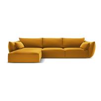 Garstyčių spalvos iš velveto kampinė sofa (su kairiuoju kampu/su gultu) Vanda – Mazzini Sofas