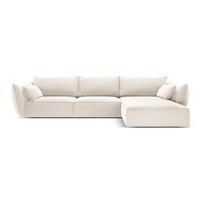 Smėlio spalvos iš velveto kampinė sofa (su dešiniuoju kampu/su gultu) Vanda – Mazzini Sofas