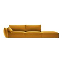 Garstyčių spalvos iš velveto sofa su kairiuoju kampu 264 cm Vanda – Mazzini Sofas
