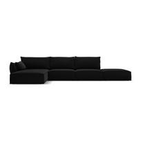 Juodos spalvos iš velveto kampinė sofa (su kairiuoju kampu/su gultu) Vanda – Mazzini Sofas