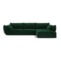 Tamsiai žalios spalvos iš velveto kampinė sofa (su dešiniuoju kampu/su gultu) Vanda – Mazzini Sofas