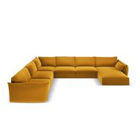 Garstyčių spalvos iš velveto kampinė sofa (su kairiuoju kampu/„U“ formos) Vanda – Mazzini Sofas