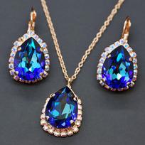 Papuošalų rinkinys moterims DiamondSky „Celestial Drop III (Bermuda Blue)“ su Swarovski kristalais