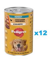 PEDIGREE Adult 12x1200g visavertis drėgnas ėdalas suaugusiems šunims su vištiena ir morkomis drebučiuose