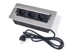 Darbinis stalo maitinimo lizdas su 3x 230 V, Sidabrinis