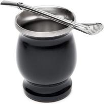Yerba Mate moliūgų rinkinys su dviguba sienele nerūdijančio plieno Mate arbatos puodelio ir Bombilla rinkinys juoda