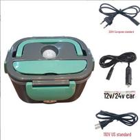 Elektrinė nerūdijančio plieno bento dėžutė su išmaniuoju šildymu ir AC maitinimu Plastic Dual-use 220V-12V Lunch Box tamsiai žalia spalva