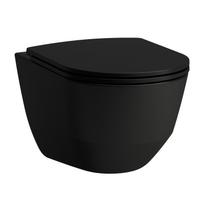 Laufen Pro New Rimless Slim juodos matinės spalvos pakabinamas klozetas su lėtaeigiu dangčiu