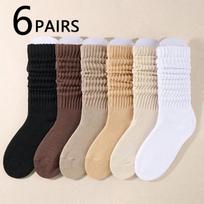 6 poros moteriškų laisvų megztų kojinių Moteriškos susiraukšlėjusios kojinės Moteriškos scrunchie kojinės moteriškos trumpikės kojinės Maillard spalvos One Size
