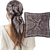 1 vnt. satininė galvos skarelė, šilko imitacijos plaukų skarelė, dėmėms atspari bandana, plaukų įvyniojimas, kaklo skarelė moterims(Juoda) 70cm