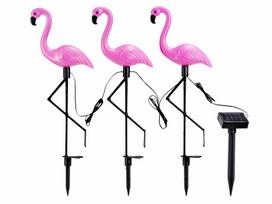 LED lauko šviestuvai su saulės baterijomis Flamingai 3 vnt. 53 cm