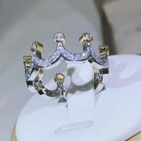 Sterling Silver High Quality Cent Gold Crown Zircon Ring For Ladies Party Engagement Fashion Jewelry Gift 6