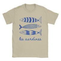 Les Sardines Tinned Fish Graphic Funny T Shirt Men's  Cotton Funny T-Shirts O Neck Fisherman Tees Short Sleeve Tops Classic S chaki