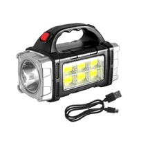 Saulės LED žibintuvėlis Nešiojamas USB įkraunamas žibintuvėlis Vandeniui atsparus COB žibintuvėlis Galinga saulės šviesa kempingui, žygiams