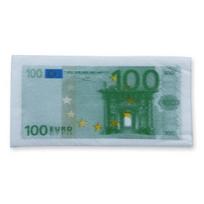 Popierinės nosinaitės su 100 eurų banknotų raštu