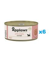 APPLAWS Cat Adult Tuna with Salmon in Broth tunas su lašiša sultinyje 6x156 g