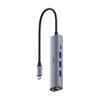 „Cudy UH605“ USB-C 5 viename šakotuvas, gigabito LAN, 3x USB-A, 3.0 maitinimo įvestis, aliuminio, pilkas