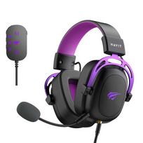 Žaidimų Ausinės - Havit H2002C+U Laidinės 1.7m Mikrofonas 20-20000Hz 64Ω Juodos/Violetinės