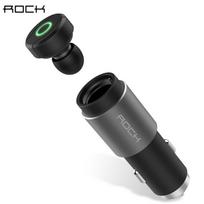 Automobilinis telefono USB įkroviklis ROCK 2.1A su beviele (Bluetooth)  ausine