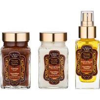 La Sultane de Saba Oriental Ayurvedic Scented Body care kit ajurvedos kūno priežiūros rinkinys: šveitiklis, grožio aliejus, taukmedžio sviestas