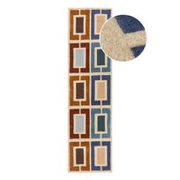 Rankų darbo iš vilnos kilimas mėlynos spalvos/oranžinės spalvos 60x230 cm Retro Blocks – Flair Rugs