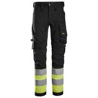 Darbinės SNICKERS WORKWEAR 6334 kelnės su Hi-Vis apsauga ant kojų, 1 klasė, juodos/geltonos