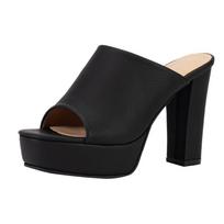 Summer Women's Fish Mouth Slippers Casual Stylish Chunky Heels Thick Bottom Open Toe Slide Sandals European And American Design Retro Fashion 34 juoda