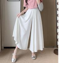 White Ice Silk Skirt Pants for Women In Spring and Summer Thin New High Waist Loose Drape and Casual Yamamoto Skirt Pants S