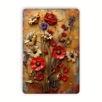 Kūrybingas margučių retro metalinis skardinis ženklas, Įdomus augalų ir gėlių sienos meno dekoras, Miško sodo sienos retro dekoracija 20x30cm balta