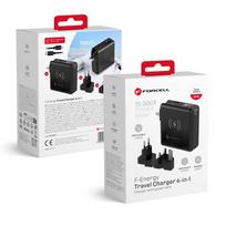 FORCELL F-ENERGY multifunctional charger 45W 6in1 with USB A and USB C sockets, power bank 15000mAh and wireless charging 15W