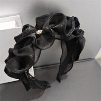 Korean style high-end luxury headband fashion retro crystal mesh headband hair bundle women's black ruffled hair accessory gift