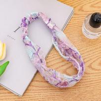 Female Ethnic Hairbands Elastic Embroidery Lace Flower Headband Chiffon Wide Head Wrap for Women Cross Knotted Hair Accessories