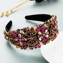 Luxurious Baroque Full Diamond Flower Hairband Shining Wide Edge Hair Accessories For Women's Party Hairband Hair Band Hoop New
