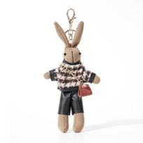 Mielas triušio pliušinis žaisliukas pakabukas, kūrybiškas raktų pakabukas krepšiui, pliušinis žaisliukas 20x10x1.5cm chaki