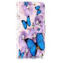Violetinės gėlės drugelis Atsparus smūgiams Kortelių laikikliai PU odos piniginės dėklas skirtas iPhone, Samsung, Huawei, Xiaomi, Moto, Tecno, Google, Nokia, Oppo, ZTE, Blackview... iPhone 11 violetinė