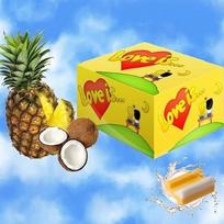 Kramtomoji guma Love is kramtomoji guma Love is Kokosas-Ananasas blokas kramtomosios gumos 100 vienetų vaisių skonio vaikams ir suaugusiems 10 geltona