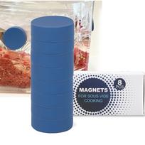 8 vnt. „Sous Vide“ magnetiniai svoriai - Silikonu dengti maistui saugūs magnetai - Universalus dizainas maišeliams panardinti mėlyna