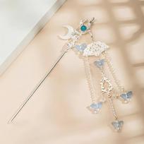 Fashion Chinese Style Tassel Hair Stick Butterfly Tassel Hair Clip Daily Gathering Wearing Women's Jewelry Hair Needle Hair Clip beige
